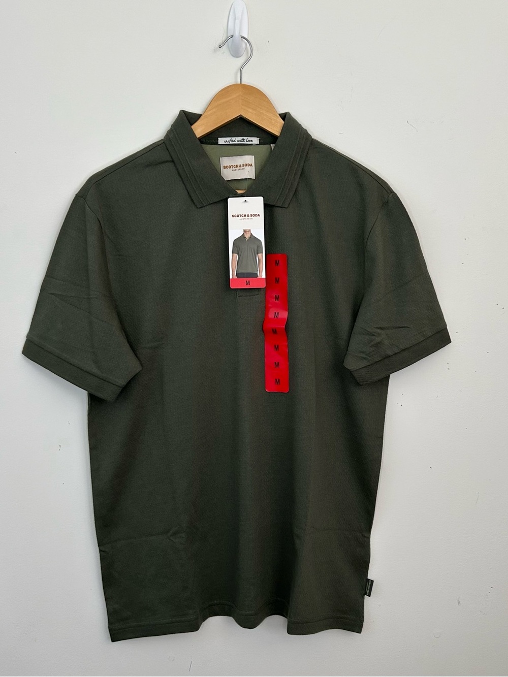 Scotch & Soda Mens Polo Green Golf Shirt Jacquard Size Medium Regular Fit NWT